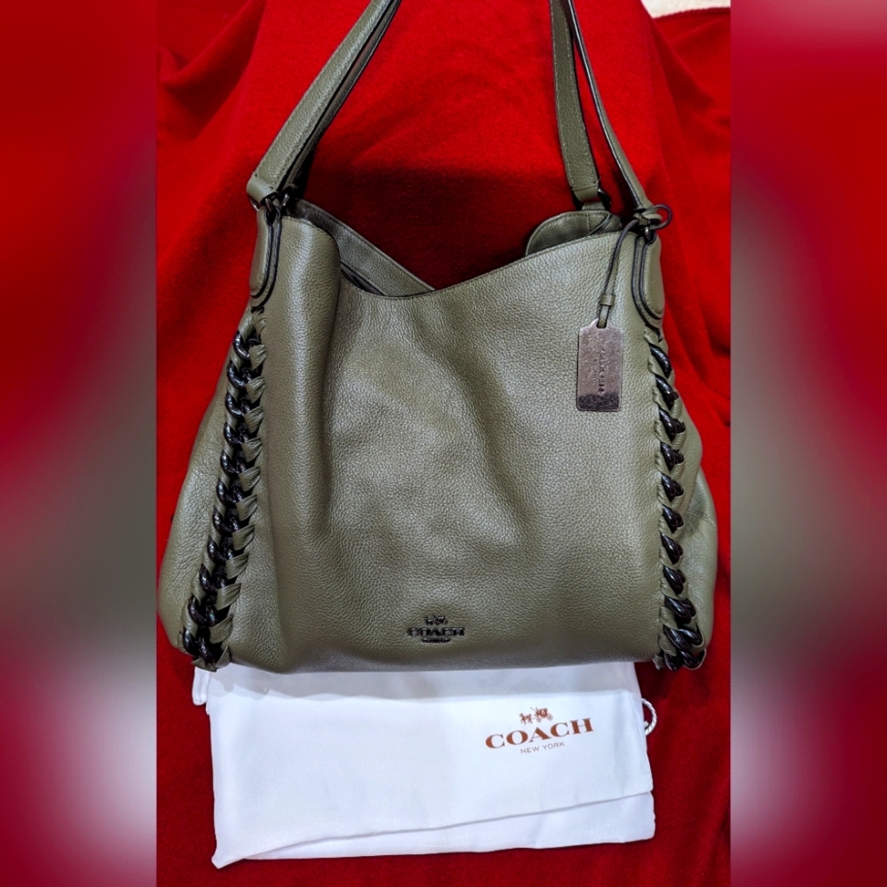 Authentic Coach Edie with whiplash in surplus Pebbled Leather